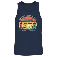 1974 August Retro Unisex Tank Top - Navy – 2