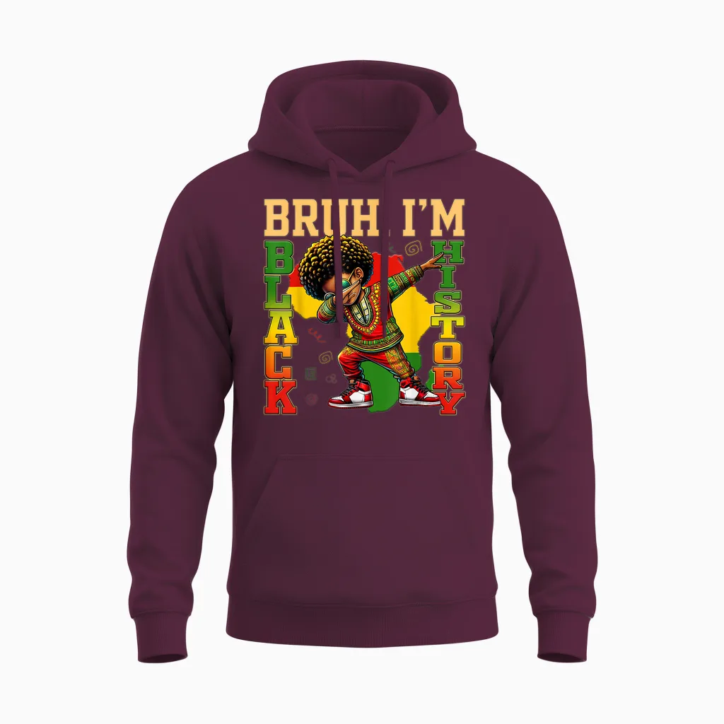 I Am Black History Dabbing Afro Men Boy Black History Month Unisex Hoodie in Maroon