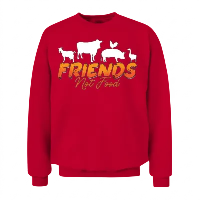 Veganism Friends Not Food Plant Based Vegan Lover Unisex Sweatshirt - Red