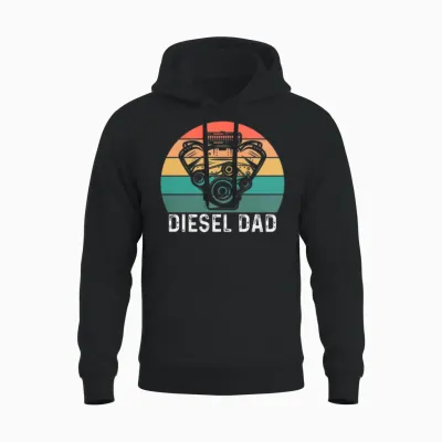 Vintage Diesel Mechanic Saying for Mechanic Dad Unisex Hoodie - Black