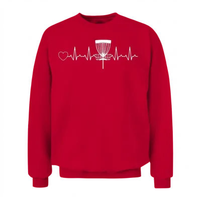 Disc Golf Heartbeat Disc Golf Basket Disc Golf Unisex Sweatshirt - Red