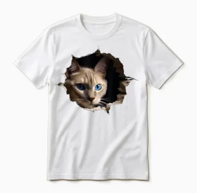 @n!mal Katze Wand Tiere Katzenmotiv Tier Katze T-Shirt Schwarz Unisex-Erwachsene Und Kinder Klein Unisex T-Shirt - White