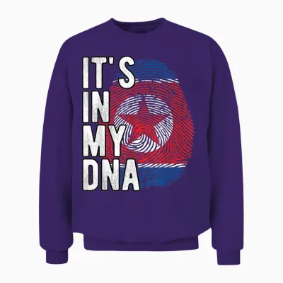 Funny It's in My Dna North Korea Flag Fingerprint T-Shirt, Black, S Unisex Sweatshirt - Purple