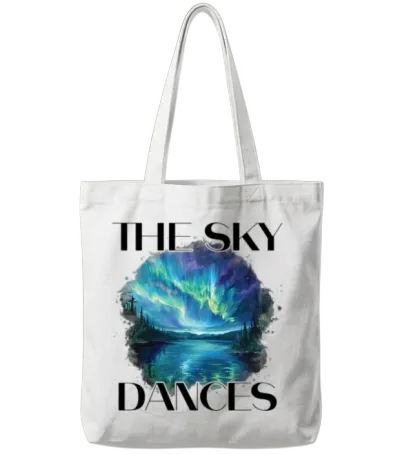 Aurora Lake Vista Northern Lights Tote Bags - White