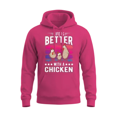 Life Is Better with a Chicken Farmer Chickens Unisex Hoodie - Heliconia