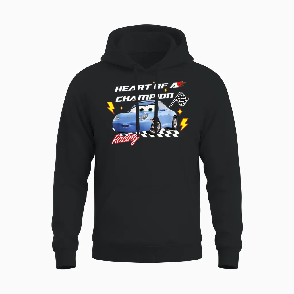 Cars Sally Heart of Champion Valentine T-Shirt, White, S Unisex Hoodie in Black