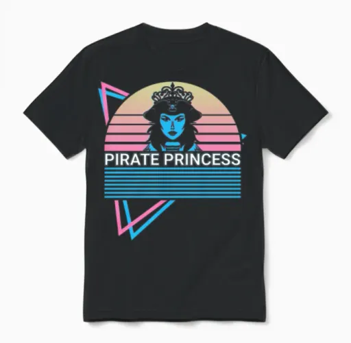 Pirate Princess Retro Unisex T-Shirt - Black