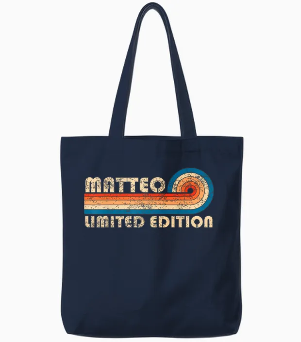 Matteo Retro 70s 80s Sunset Stripe Tote Bags in Navy