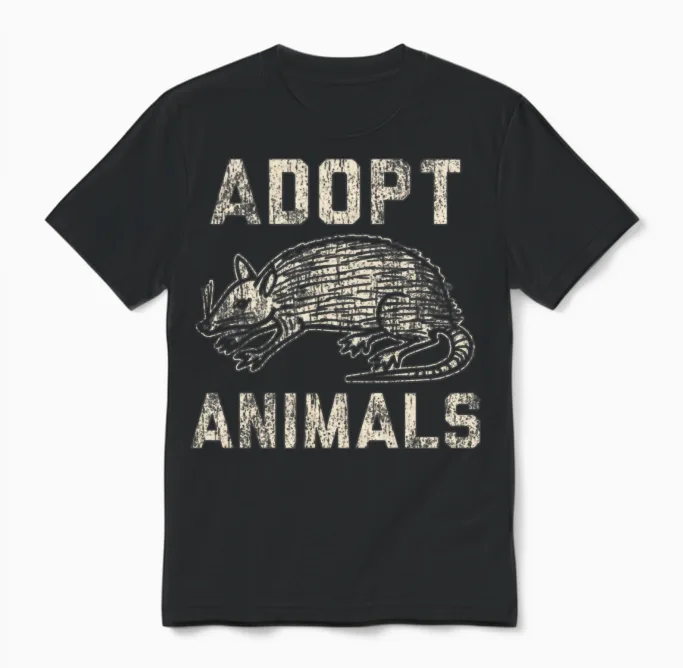 Adopt Animals Funny Unisex T-Shirt in Black