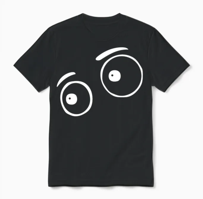 Cute Funny Eyes Unisex T-Shirt in Black