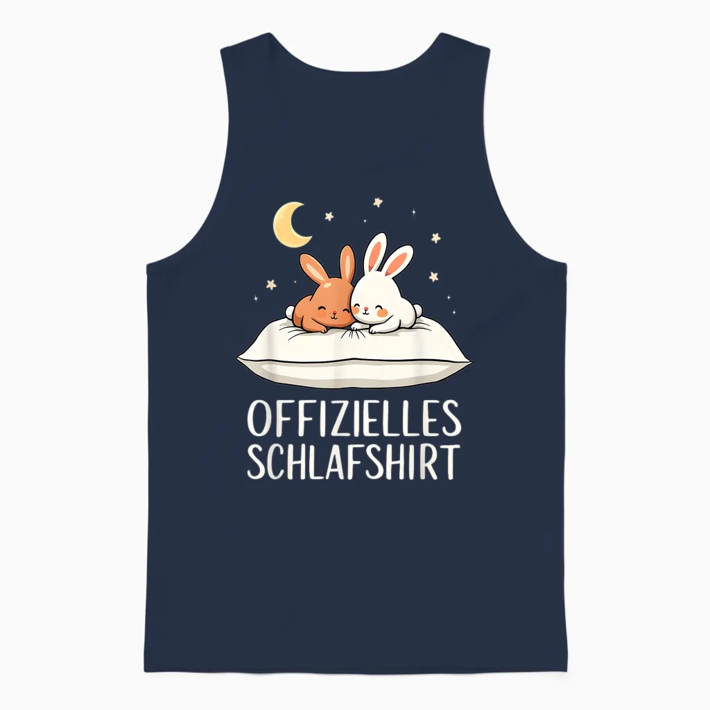 Official Sleep Shirt Rabbit Rabbit T-Shirt, Black Unisex Tank Top in Navy