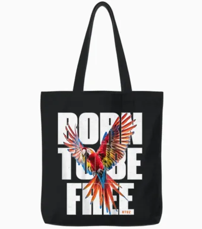 Hip Hop Y2k Vintage Urban Streetwear Backprint Ara Papagei Tote Bags - Black