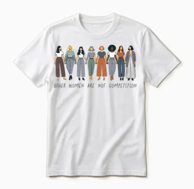 Feminism Saying Feminist Other Women Are Not Competition T-Shirt, Gray, S Unisex T-Shirt - White