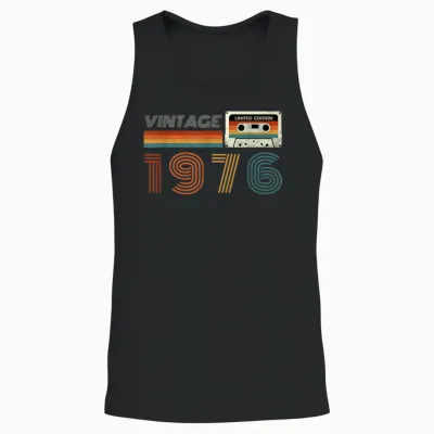 Vintage 1976 Bande Cassette Rétro Anniversaire 48 Unisex Tank Top - Black