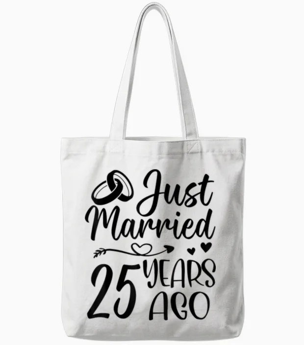 Je Viens De Me Marier Il Y a 25 Ans, 25e Anniversaire De Mariage Du Couple Tote Bags in White