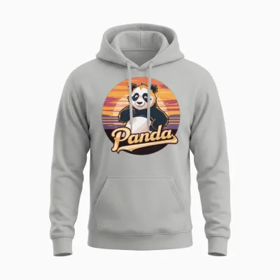 Funny Panda Retro Vintage Unisex Hoodie - Ash