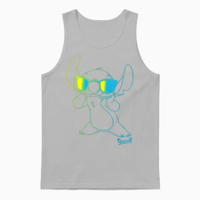 Disney Lilo & Stitch Cool Stitch Neon Outline Chest Portrait Unisex Tank Top - Ash
