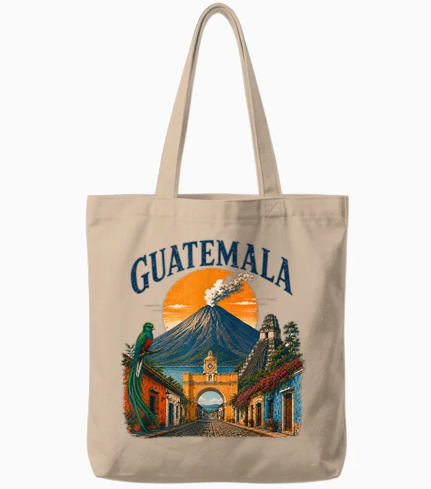 Guatemala Vulkan Quetzal Antigua Maya Ruinen Reisen Tote Bags in Natural