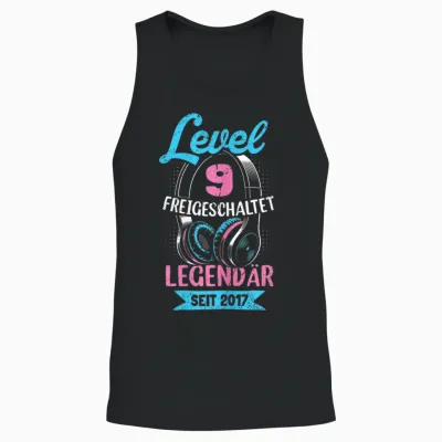 Level 9 Jahre Mädchen Geburtstag Gamer Girl Teenager 2017 Unisex Tank Top - Black