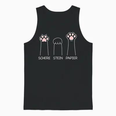 Scissors Stone Paper Game Cute Cat Paw Funny Cat T-Shirt, Black Unisex Tank Top - Black