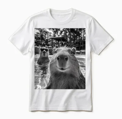 Cool Capybara Selfie Unisex T-Shirt - White