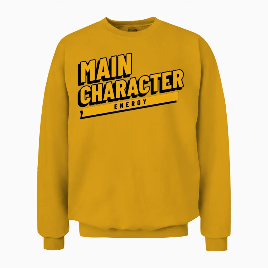 Main Character Energy Unisex Sweatshirt in Gold