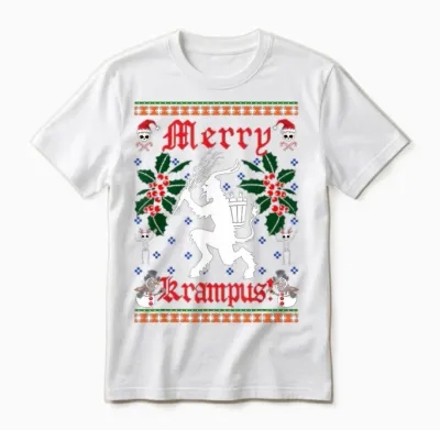 Funny Krampus Men Women Kids Merry Krampus Ugly Christmas Unisex T-Shirt - White