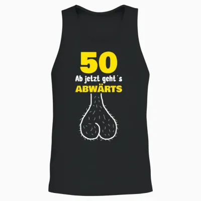 50th Birthday from Now Goes Downward Funny Men's Outfit Unisex Tank Top - Black