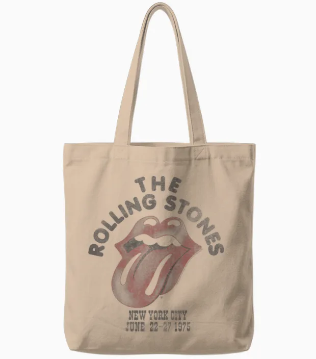 Official the Rolling Stones Nyc 75 White for Vintage Fans Tote Bags in Natural
