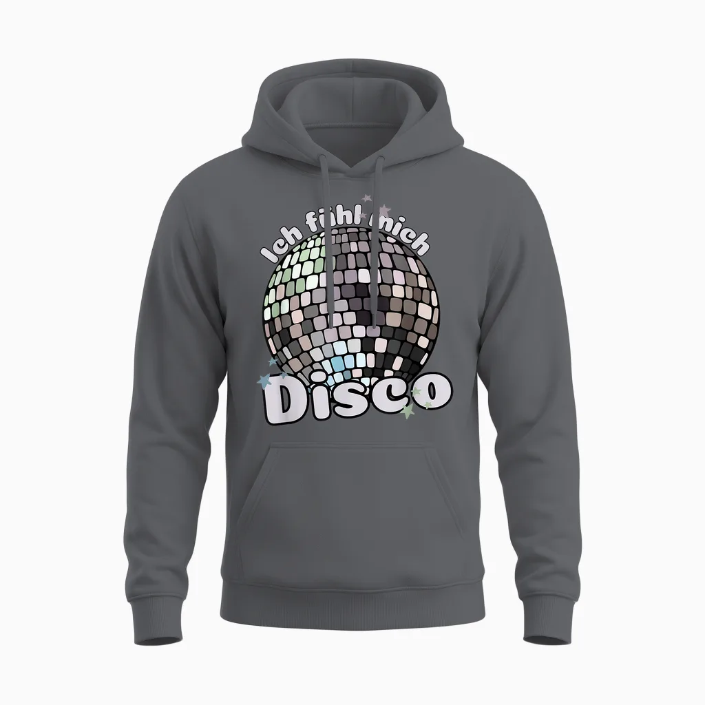I Feel Disco Party Outfit Festival Outfit T-Shirt, Black, S Unisex Hoodie in Charcoal