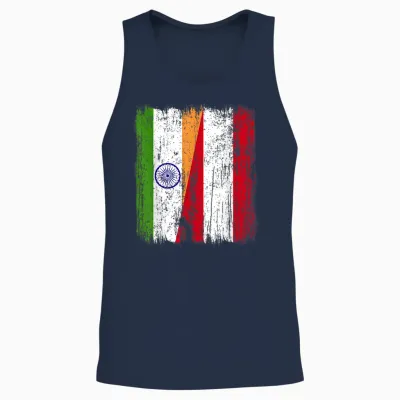 Indien, österreich, Halbe Flagge, Indien, österreichisches Unisex Tank Top - Navy