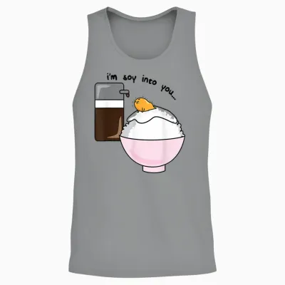Gudetama I'm Soy into You Soy Sauce Egg Rice Bowl Unisex Tank Top - Sport Grey