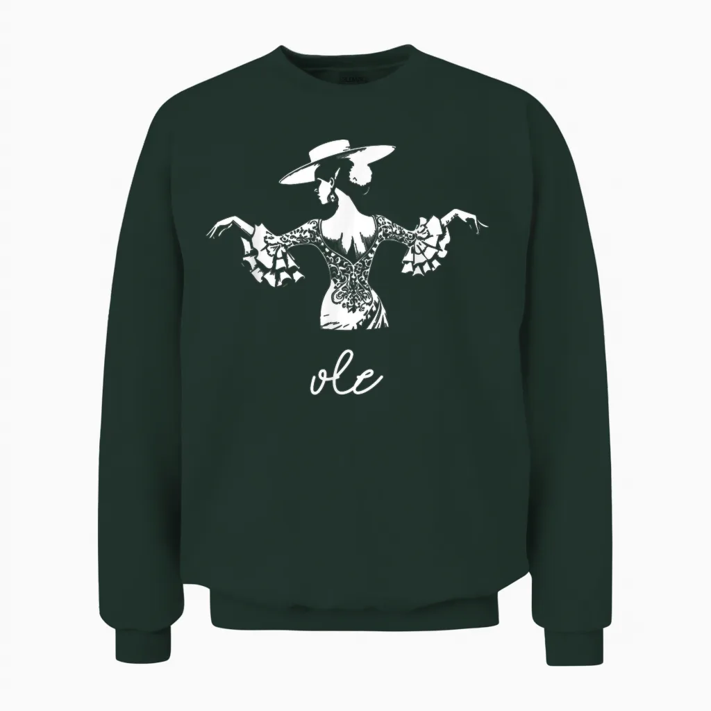 Femme Flamenco Espagnole T-Shirt, Black, S Unisex Sweatshirt in Forest