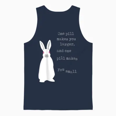 Lyriclyfe T-Shirt White Rabbit Unisex Tank Top - Navy
