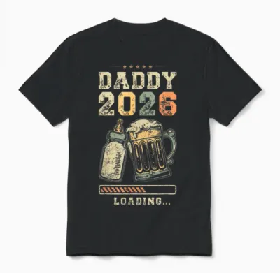 Daddy 2026 Loading, Fatherhood, Dad in the Making Unisex T-Shirt - Black