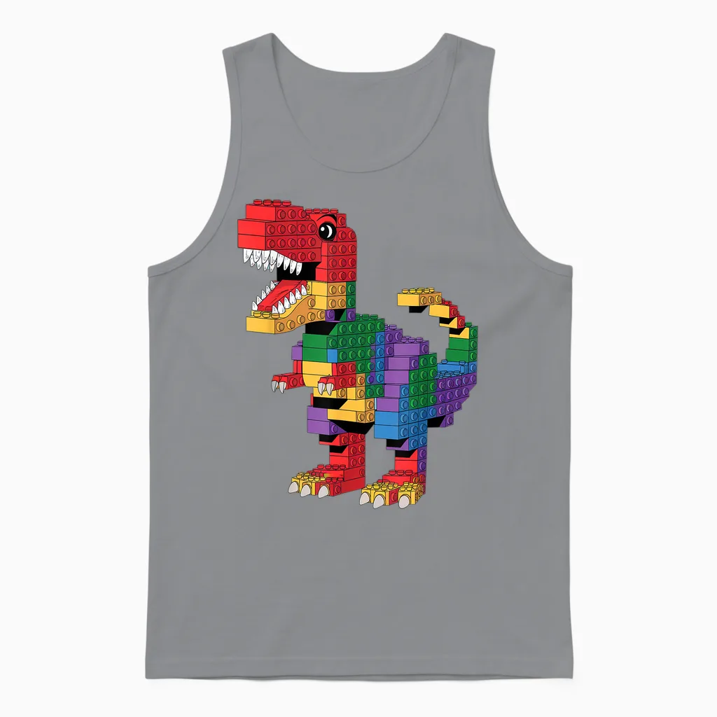 Master Builder Men Boys Kids Building Bricks Dinosaur T-Rex Unisex Tank Top in Sport Grey