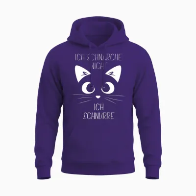 Sleep Shirt with German Text "ich Schnarche Nicht, Ich Schnurre" Cat Long-Sleeved Unisex Hoodie - Purple