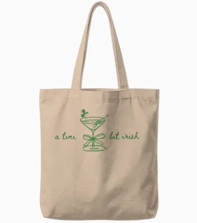 Funny Retro a Tiny Bit Irish Cocktail Lovers St Patricks Day Tote Bags - Natural