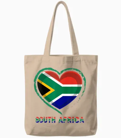 Drapeau Afrique Du Sud Cœur Rustique Pride Art Graphic Tote Bags - Natural