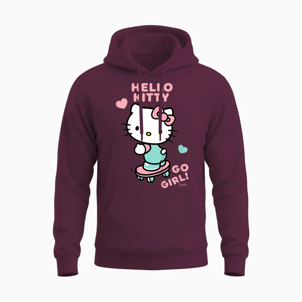 Hello Kitty Cooles Power-Skateboard Pro Fun Classic Für Mädchen Unisex Hoodie in Maroon