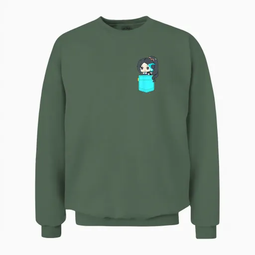 Chibi Pocket Sage Valorant Gaming | Mignon T-Shirt, Black, S Unisex Sweatshirt - Military Green