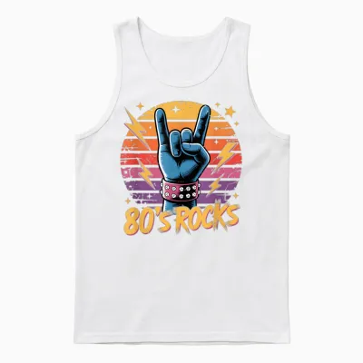 Vintage 80s Rock Bands 80s Party Retro Music Band Unisex Tank Top - White