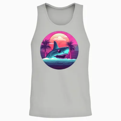 Shark Lovers Retro Style Unisex Tank Top - Ash