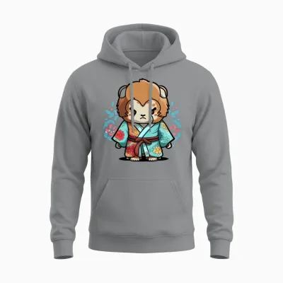 Lion Kimono Unisex Hoodie - Sport Grey