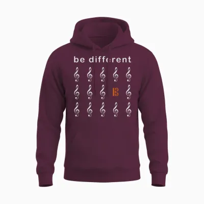 Viola Alto Key Saying Be Different Musician T-Shirt, Black, S Unisex Hoodie - Maroon
