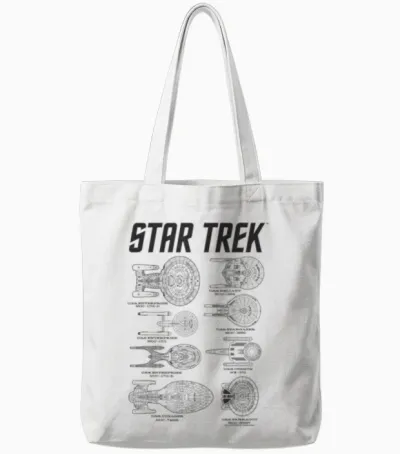 Star Trek Spaceships of Starfleet Enterprise Textbook Tote Bags - White