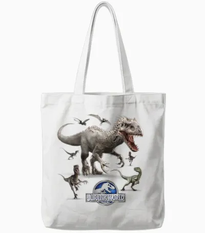 Jurassic World Indominus Rex Raptor Run T-Shirt Small Tote Bags - White