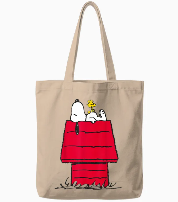 Peanuts Snoopy Woodstock Niche Pour Chien Happy Friends Art Classique Tote Bags in Natural