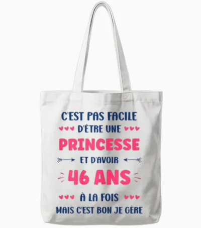 Funny Girl 46 Years Princess Birthday 46 Years T-Shirt, White, Female X-Small Tote Bags - White