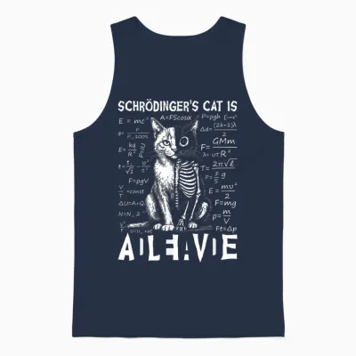 Quantum Physics of the Dead and Living Cat by Schrodinger Unisex Tank Top - Navy